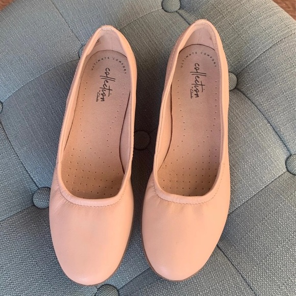 Clarks Blush Pink Minimal Leather Ballet Flats - Picture 4 of 10